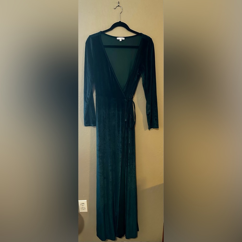 Baltic Born - Esmerelda Velvet Wrap Maxi Dress - Jade - Size Large
